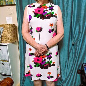 Vintage 1970's Floral Print Dress- Size 14